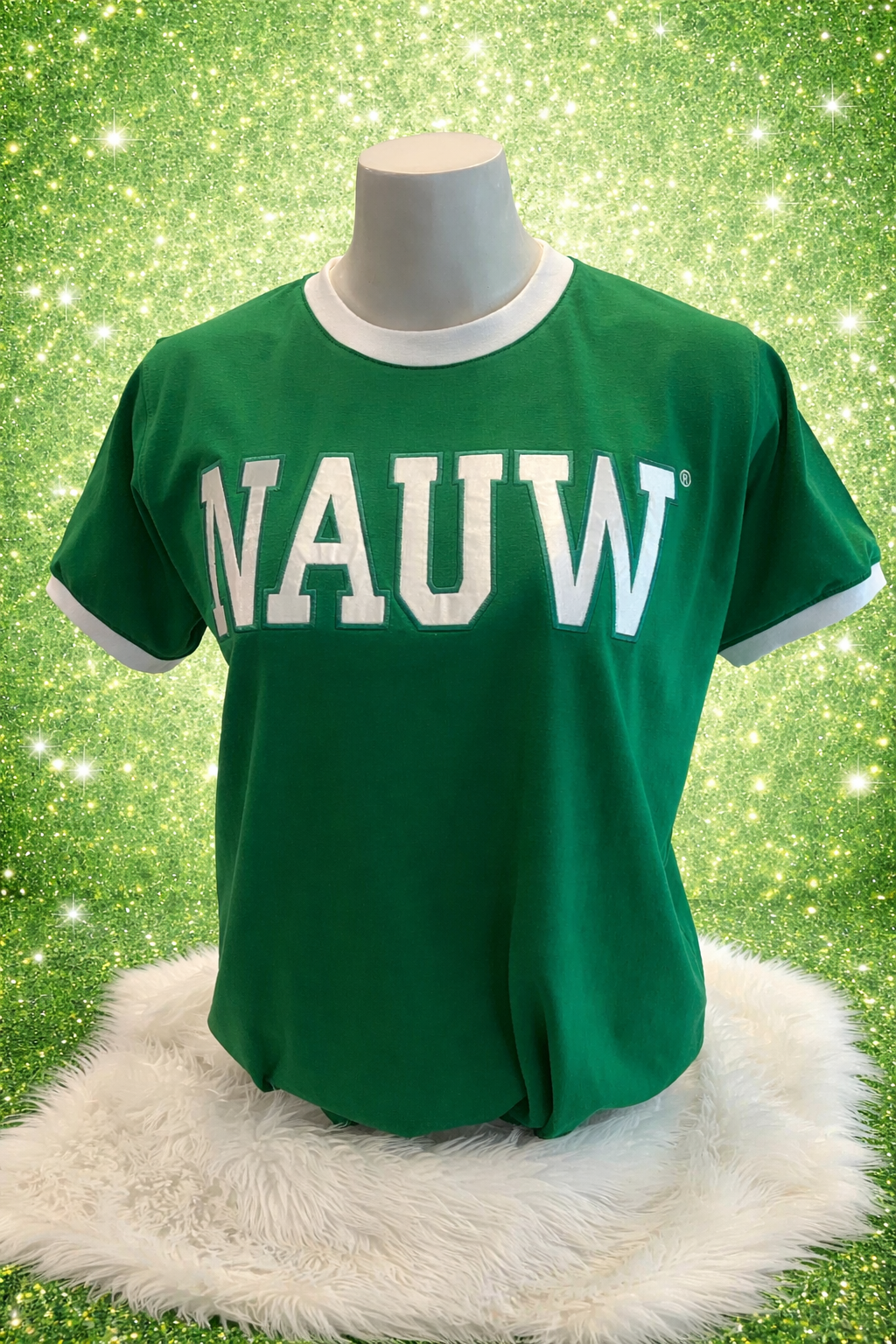 NAUW Green and White Ringer T-shirt